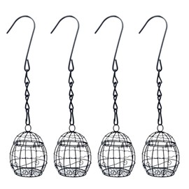 HAICN Hanging Metal Small Bird Feeder Suet Feeder Holders with S-shaped Hooks Large Capacity Hanging Birds Feeder for Garden Birds Outdoor Wildlife Birds (4)