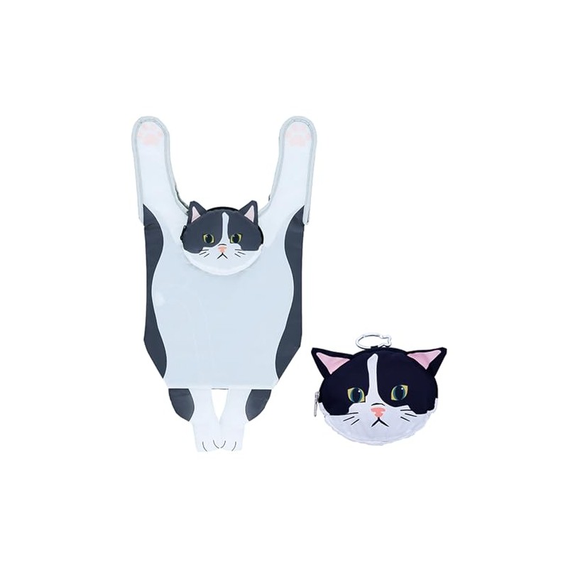 Marushin Eco Bag, Hanging and Hachiwale, Black and White Cat
