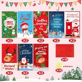 Funnlot 16pcs Christmas Money Wallets Christmas Money Wallets for Cash Gifts with Envelopes Christmas Money Cards Christmas Cash Wallets for Kids Family Christmas Money Envelopes with Stickers