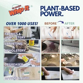 Quitamanchas multiusos Whip-It de 32 onzas, concentrado, a base de plantas con las 6 enzimas, todo natural, fabricado en Estados Unidos