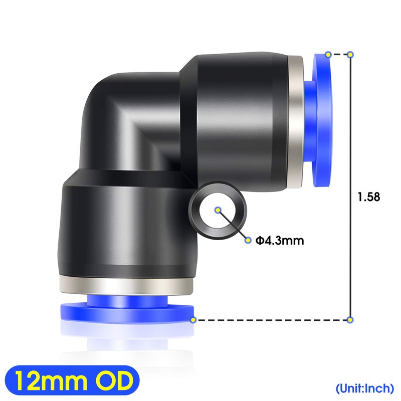 TAILONZ PNEUMATIC Angle 12 mm Pipe AD Push to Connect