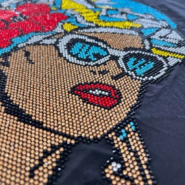 Girl Iron on Design hot fix Rhinestone Girl Applique Heat Transfer Girl Design bedazzler Girl Patches