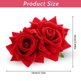Qianyu Rose Flower Hair Combs Red Rose Flower Bohemia Flannel Elegant Hairpins Bride Hanfu Costume Hair Clips Decor Accessories for Women Girls Party Wedding Mother's Day Headpieces
