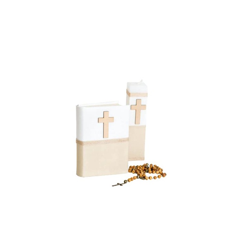 Generic Kit de Primera Comunión Vela Cuadrada Combinado Bicolor