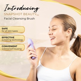 SNAPSHOT BEAUTY Pulsating Facial Cleansing Brush. Silicone Face Brush | Removes Dirt, Oil & Makeup | Combines Gentle Exfoliation & Deep Cleansing for Radiant Glow | Waterproof & Rechargeable (Pink)