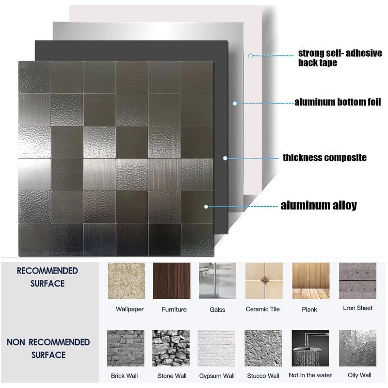 sanyeskkiy 10 Sheets Peel and Stick Backsplash Tile, Self-Adhesive Mosaic