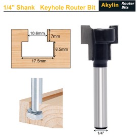 Carbide Tipped Keyhole Bit, 1/4-Inch Shank, 15.5mm Cutting Depth and 17.5mm Cut Diameter Keyhole Router Cutter Bit，T-Track Slotting Milling Cutters
