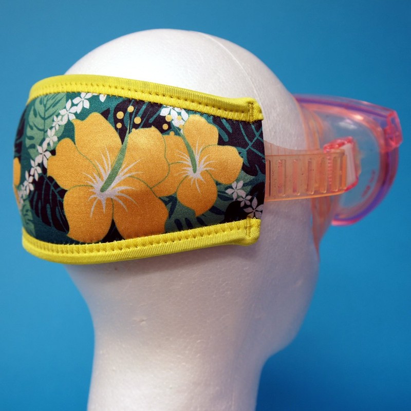 SeaCanary Snorkeling Diving Mask Strap Cover Hawaiian Hibiscus Yellow