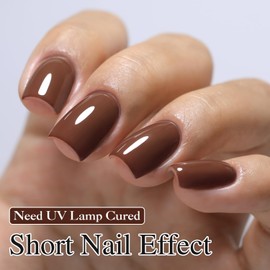 Double Rhythm 15ML Gel Polish Jelly Sheer Pastel Light Milky Color 1 PC 0.53 OZ Bottle UV Nail Polish Art Salon at Home for Women (Deep Brown-B-A1446)