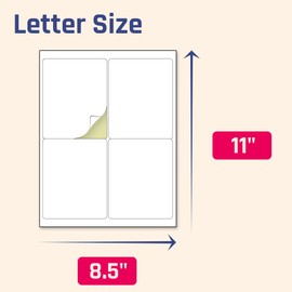 40 Sheets, 4" x 5" - Large Printable Shipping Labels, for Laser/Inkjet Printers - Matte White