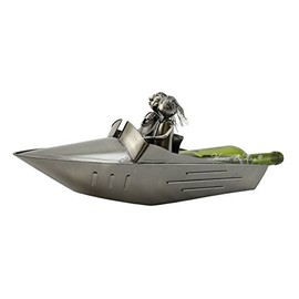 WINE BODIES Speed Boat Metal Wine Bottle Holder, Charcoal