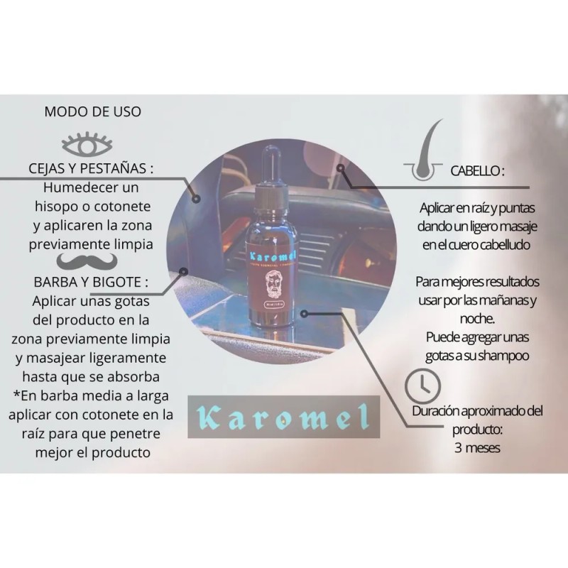 Aceite Karomel Barba Bigote Y Cabello Lavanda