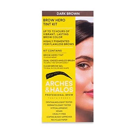 Arches and Halos Brow Hero Tint Kit - Dark Brown - Kit de tinte semipermanente - Incluye gel, tinte y cepillo - Pigmento de 72 horas - 3 piezas