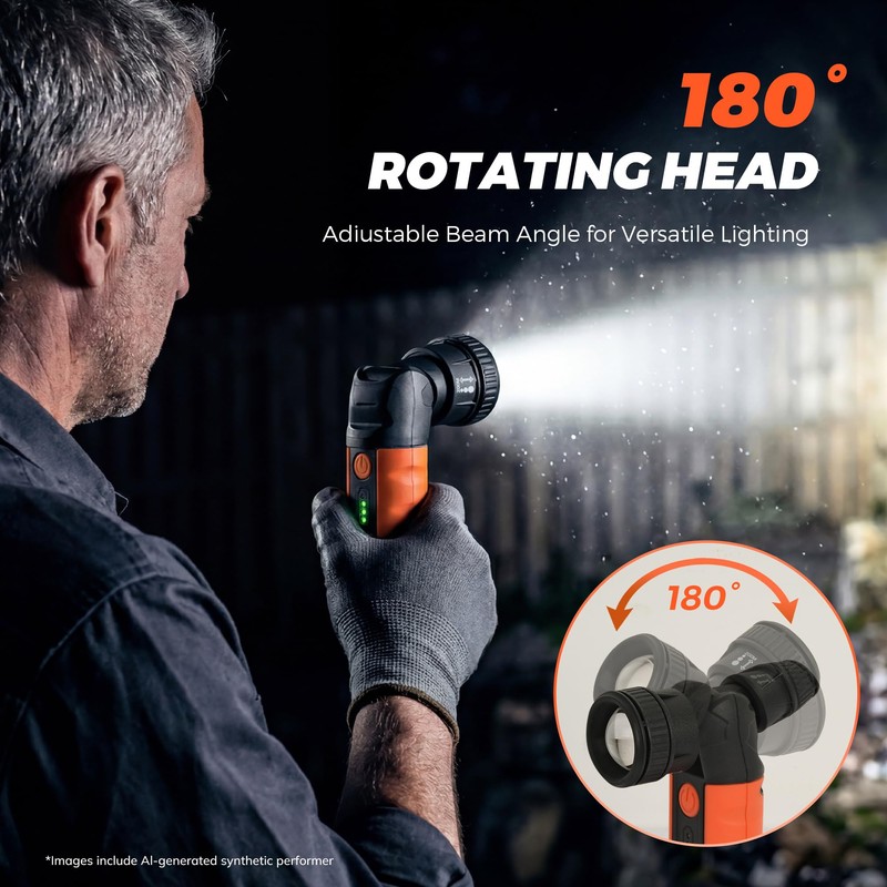 Rechargeable Flashlights High Lumens, LED Flashlight with Zoomable & 180°