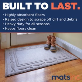 Mats Inc. Artisan Entry Front Door Mat - Rubber Back Indoor Outdoor Mat with Coastal Design, Water Absorbing Welcome Front Door Mat Outside Entrance, Made in The USA, 2' x 3'(Taupe)