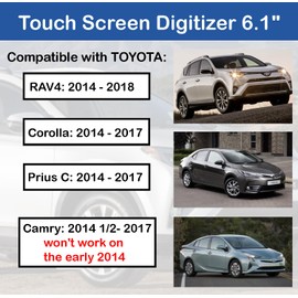 SCREENTRONICS Touch Screen Glass Digitizer 6.1" Compatible Replacement for Toyota Corolla Camry RAV4 Prius 2014-2017 Car Radio Navigation 12-pin