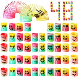WADAYEY Minijuguetes de Resortes para Niños,48 Piezas de Juguetes de Resorte Arcoíris - Juguetes Fiesta Regalo, Premios para Fiestas Infantiles, Recuerdos Fiesta Infantil y Rellenos de Piñata