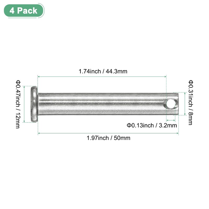 M METERXITY 4-Pack Single Hole Clevis Pins, M8 x 50mm