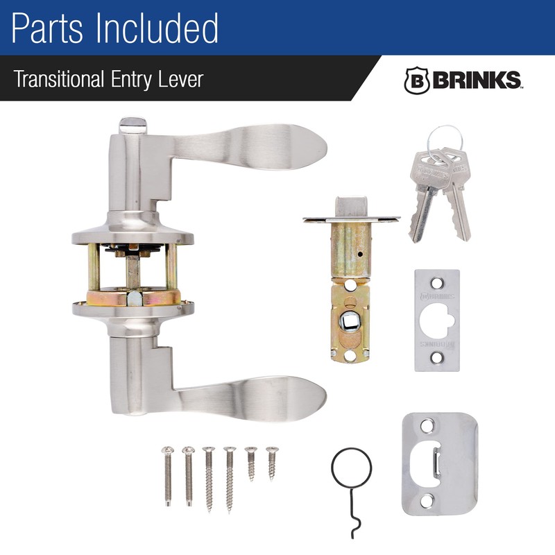 BRINKS – Transitional Keyed Entry Wave Door Lever, Satin Nickel