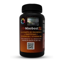 GLUCONATO DE MAGNESIO/L-TRIPTOFANO/VITAMINA B3 VITAMINA B6 CON NANOTECNOLOGIA APLICADA NIXEBOST FRASCO CON 60 CAPSULAS