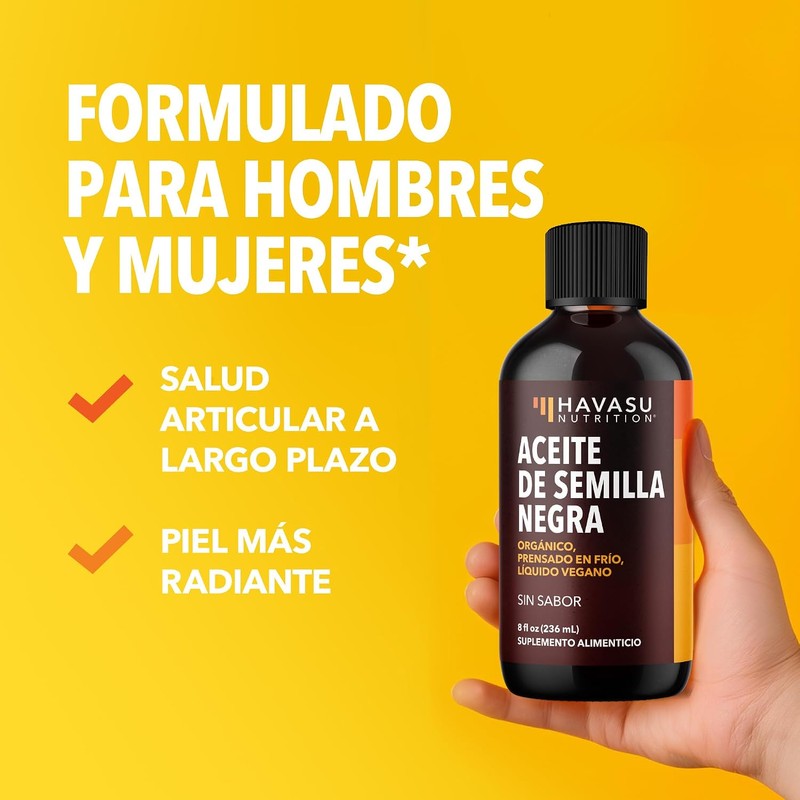 Havasu Nutrition Aceite de Semilla Negra Orgánico Prensado en Frío,
