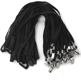 Bird Fiy Lanyards Breakaway Bulk Black Lanyards Neck Flat Safety Badge Lanyard Bulldog Clip (Black, 50 PCS)