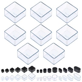 Swpeet 8Pcs 2"×2" Clear Square Chair Leg Caps, Floor Protectors, Table Chair Leg Protection Cover, Furniture Leg Caps，Leg Tips Covers, Feet Pads, Feet for Furniture Table Chair