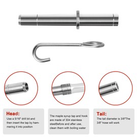 Codesteel Stainless Steel Maple Syrup Tapping Kit, Maple Tree Taps, Spiles for Tapping Trees, (6) Spiles and Hooks with (2) Spile Cleaning Brushes