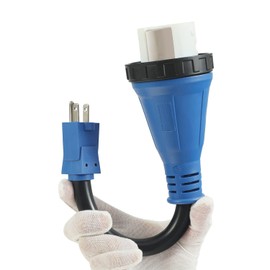 CAMPELIFY 50 Amp Twist Lock to 15 Amp 110 Volt RV Adapter Cord,NEMA 5-15P Male to SS2-50R Female Locking Outlet for 50 Amp RV to House Outlet 15 Amp 110/120V,Rated for 125V 1875W,10/3 AWG,12 Inch