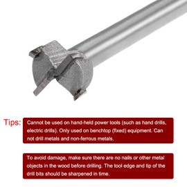Sourcingmap Forstner Drill Bits 20mm, Tungsten Carbide Wood Hole Saw Auger Opener 125mm Length, Woodworking Hinge Hole Drilling Boring Bit Cutter (Gray)