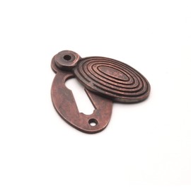 Oval Shaped Beehive/Reeded Door Lock Keyhole Escutcheons in Various Finishes (Aged Bronze)