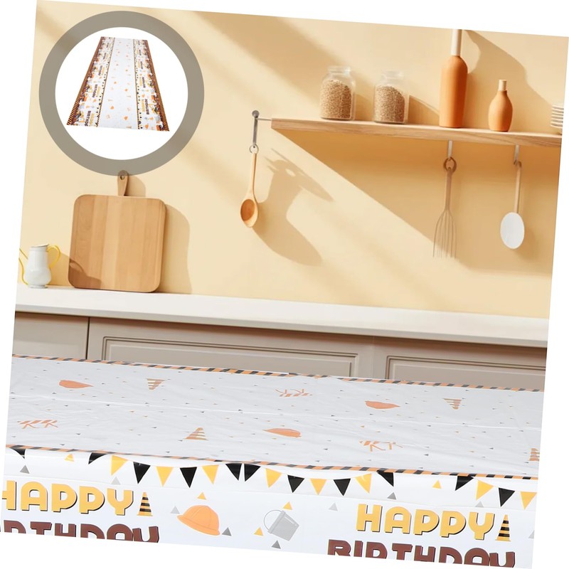 COLLBATH Dinner Tablecloth Waterproof Plastic for Home Decor Construction Theme