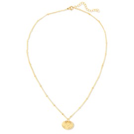 Lucky Feather Birth Flower Necklace - 14k Gold Dipped Birth Month Flower Pendant on a Beaded 16-18 Inch Adjustable Chain - Flower Jewelry Birthday Gifts for Women