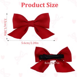 Tyqour 2 Pairs Red Bow Hair Clips for Women Girls Hair Accessories Large Silky Satin Ribbon Bowknot Alligator Barrettes Wine Red Black Bow Clips