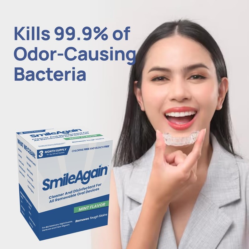SmileAgain Retainer Cleaner - 90-120 Cleanings 12 Pack/3 Month Supply