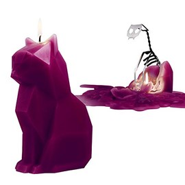 PyroPet Kisa Cat Skeleton Candle - Cute Cat Candle Gifts for Women - Gothic Bedroom Decor - Unique Spooky Shaped Candles, Burgundy
