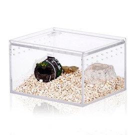 JOBEDE Jumping Spider Enclosure, Integrated Reptile Breeding Box Magnetic Acrylic Reptile Breeding Box for Scorpion Sling Isopods Lizards Roach Invertebrates Insect Mantis(4.1x 3.3X 2.5 inches)