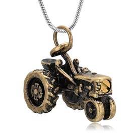 Oinsi Men Keepsake Jewelry Stainless Steel Farm Tractor Cremation Necklace For Ashes For Dad Memorial Urn Necklace Pendant