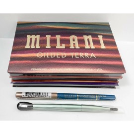 Milani NEW Milani GILDED TERRA Eyeshadow Palette + Brush + Milani Easyliner Baby Blue