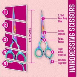 Tycon Hair Cutting Scissors Professional 6.5" – Japanese Stainless Steel, 2.7" Razor Edge Blade Barber Scissors – Ergonomic design - Precision Hair Scissors for Smooth Cutting - Salon & Personal Use