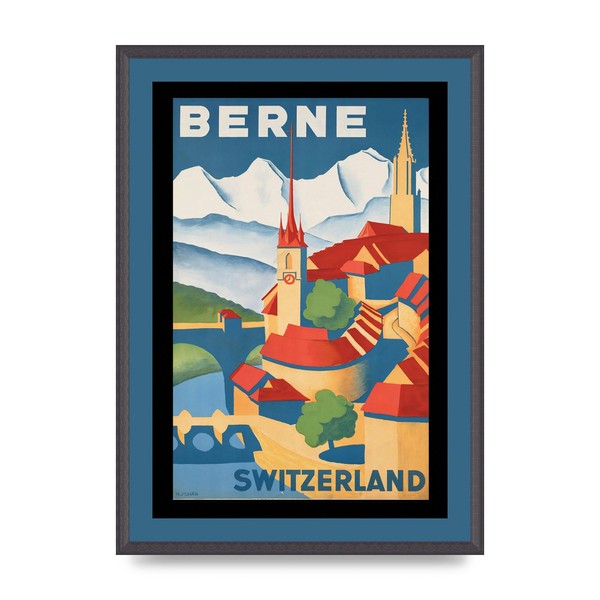 Lithobee - Travel Poster Berne Switzerland - Printed Wall Art