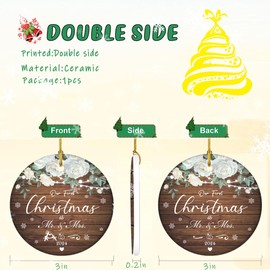 Wedding Gifts for Couples 2024, First Christmas Married Ornaments 2024 3" Ceramic Mr and Mrs Gifts Bride Shower Wedding Gifts Christmas Wedding Ornaments