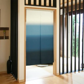 Noren 93895 Flameproof, Japanese Style, Modern, For Stores, Width 33.5 x Length 59.1 inches (85 x 150 cm), Step Blur Simple, Gradient, Blue