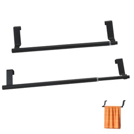HMIEPRS 2Pcs Tea Towel Holders, No-drill Extendable Towel Rail, Stainless Steel Over Door Towel Hanging Rack Rails, Adjustable Kitchen Hand Towel Holder for Drawer Cupboard Bathroom Cabinet, 22-35cm