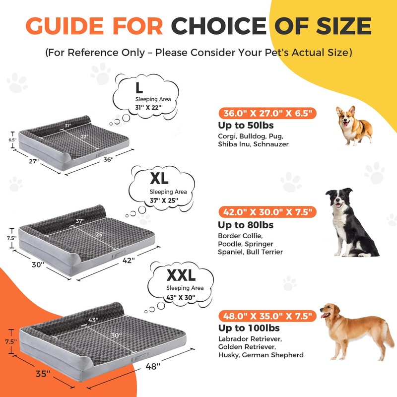 Aeroluxe Dog Bed Large Sized Dogs, Orthopedic Dog Bed for