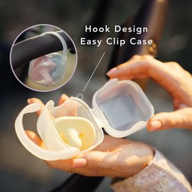 NatureBond Baby Pacifier Soother Silicone Binky Newborn Teether Pacifiers 2 in 1, Curved for Comfort | Hygiene Cover (0-6 Months, Cotton Candy Pink and Macaron Lavender)