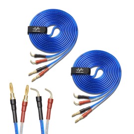 Banahari Blue LR Set of 2 (Banana Plug Finished) by WYVERN AUDIO 24K Gold Plated Pure Copper Plug Speaker Cable Soldered by WYVERN AUDIO (Banana Plug to Needle Plug / 1.5m)