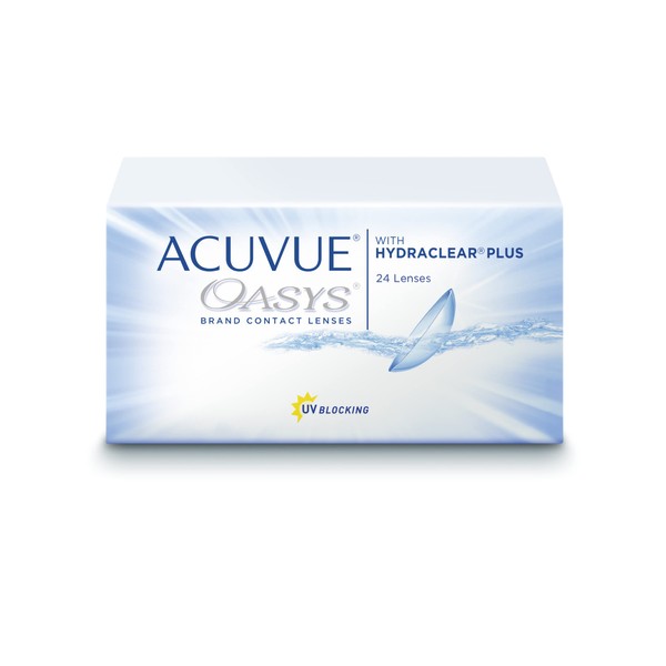 Acuvue Oasys 2 week soft lenses, 24, BC 8.8 millimeters, DIA 14 millimeters, 1.25 diopters