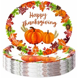 HEIPINIUYE 50 Pcs 10 X 12 Inch Oval Happy Thanksgiving Plates Heavy Duty