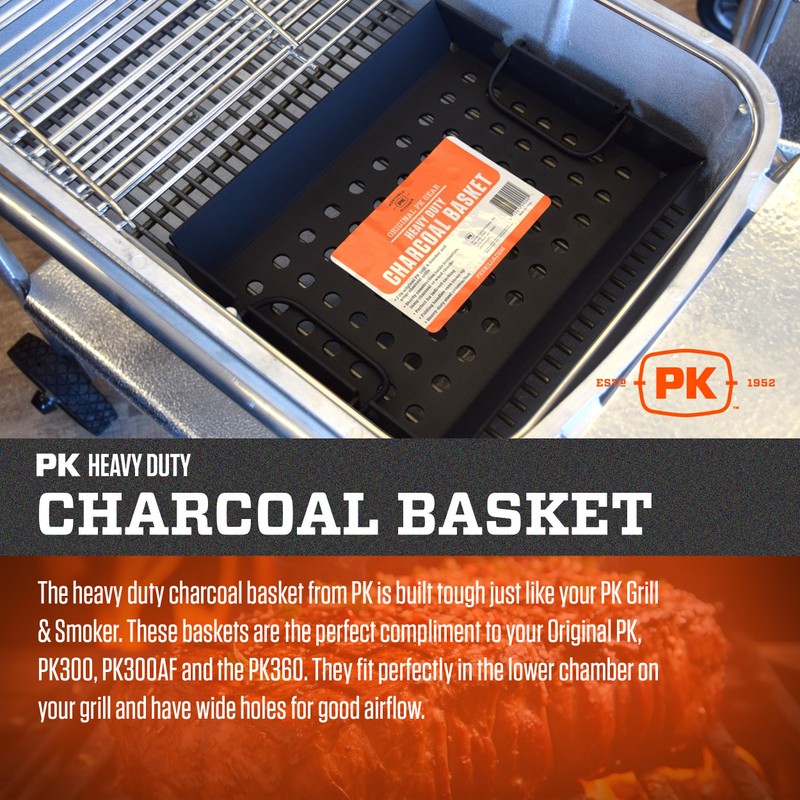 PK Grills Charcoal Basket Tray for Barbecue, BBQ Grill Accessories,
